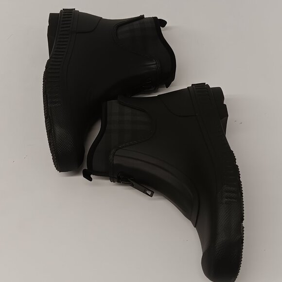 Burberry Women's Flinton Check Black/Charcoal Rain Booties - EU39/US9 - Picture 5 of 16